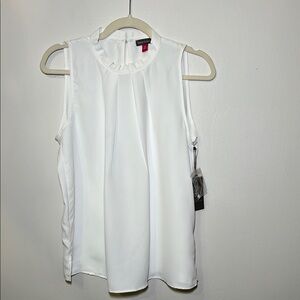 Vince Camuto White Pleated Sleeveless Blouse New with tag